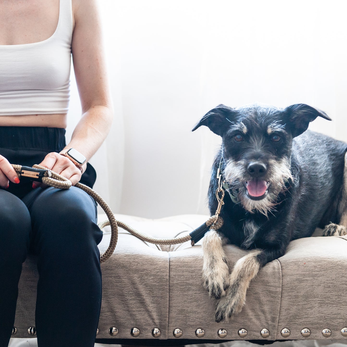Tan & Black Marine Rope Dog Leash