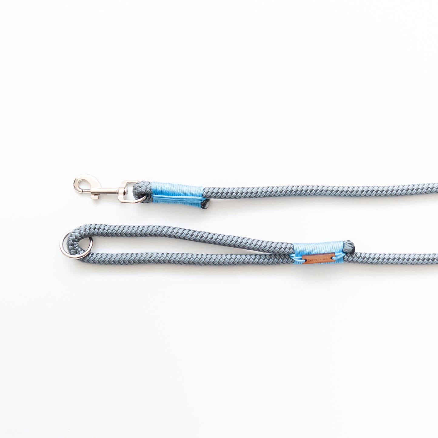 Silver & Baby Blue Marine Rope Dog Leash