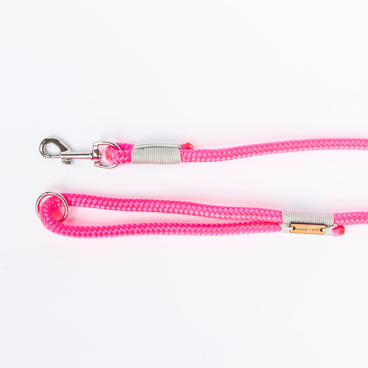Neon Pink & Silver Rope Dog Leash