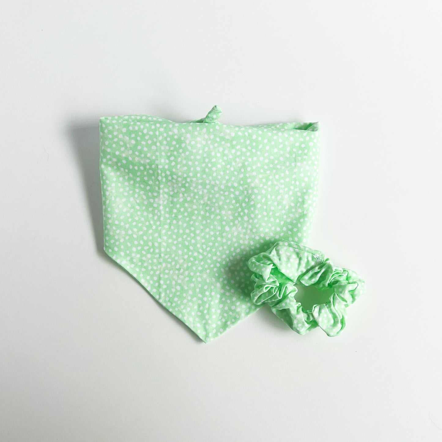 Neon Green Polkadot Matching Bandana + Scrunchie