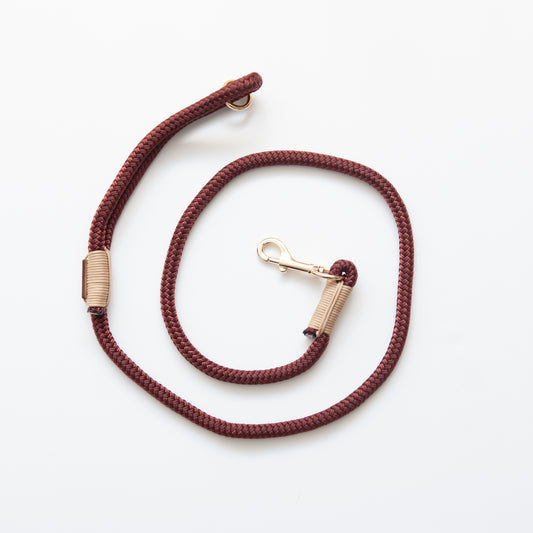 Burgundy & Tan Marine Rope Dog Leash