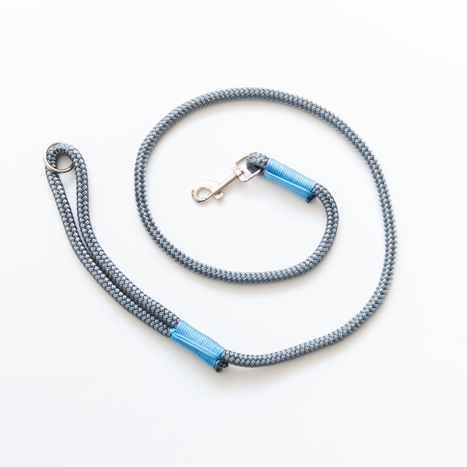 Silver & Baby Blue Marine Rope Dog Leash