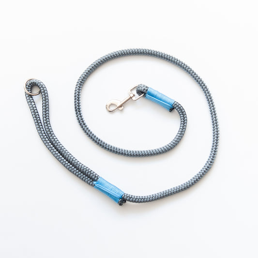 Silver & Baby Blue Marine Rope Dog Leash