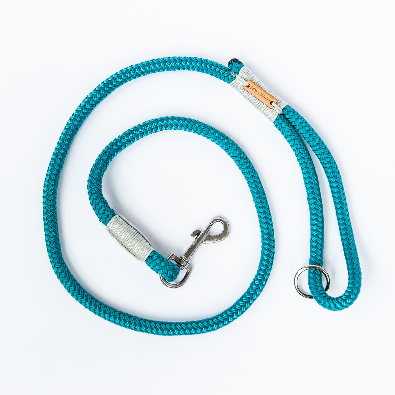 Turquoise Silver Marine Rope Dog Leash Tamed Wild