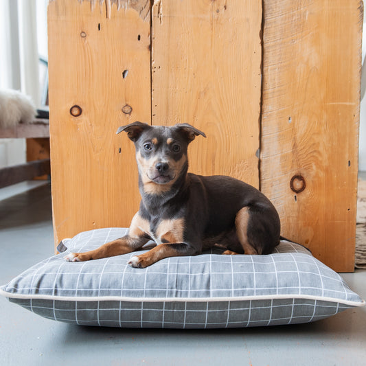 Grey Checkered Dog & Pet Bed Cover